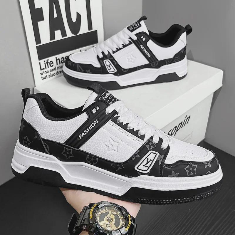 Trendige weiße Sneakers mit dicker Sohle für Herren – lässige Sportmode-Schuhe 41 schwarz weiße