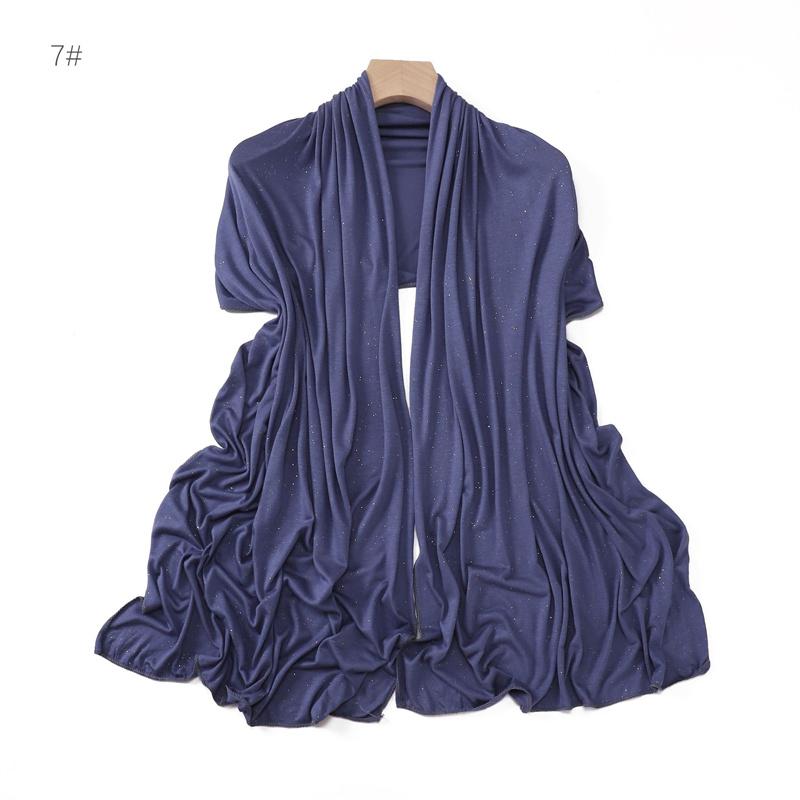 Einfacher Glitzer Schimmer Modal Jersey Hijab Schal Winter Elastisch Muslim Ramadan Schal Maxi Wickel Loop Stola Foulards Schal 175*55cm