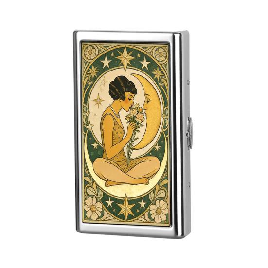 Kartenetui im Vintage-Stil, schlankes Edelstahl-Kartenetui mit sicherem Druckknopfverschluss, passend für Bargeld, Ausweis, Visitenkarten, Geldbörse für Damen und Herren B gray