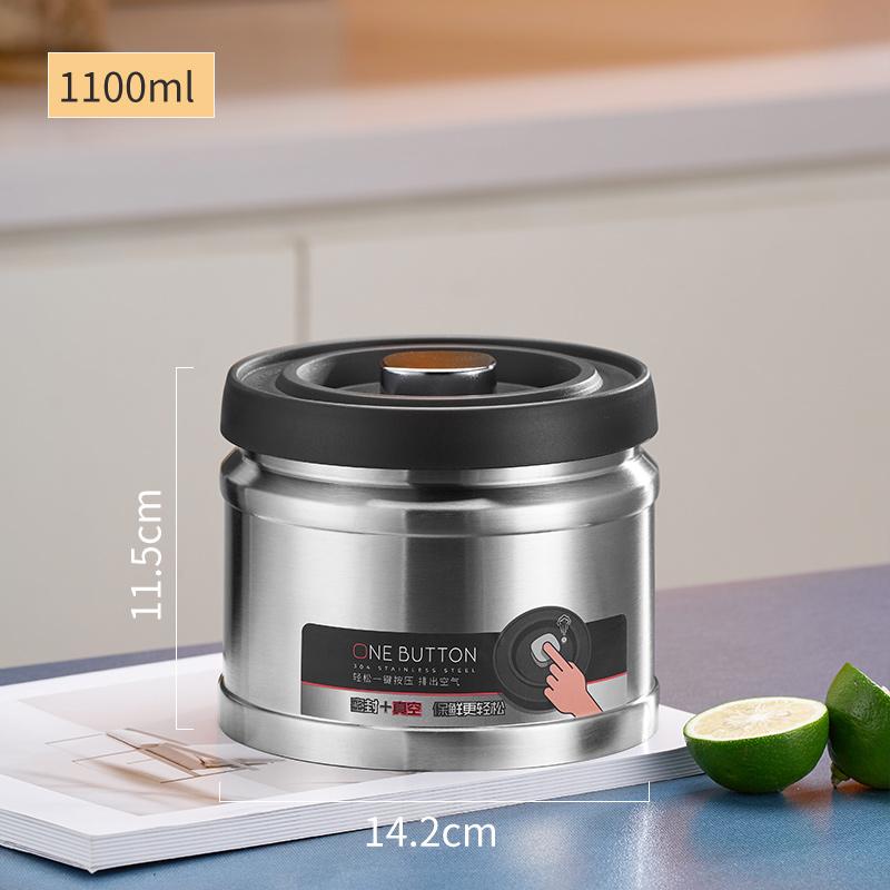 Vakuumversiegelter Krug, Kaffeebohnen, Edelstahl, luftdichter Behälter, Küche, Lebensmittel, Körner, Süßigkeiten, Frischhaltedose gray