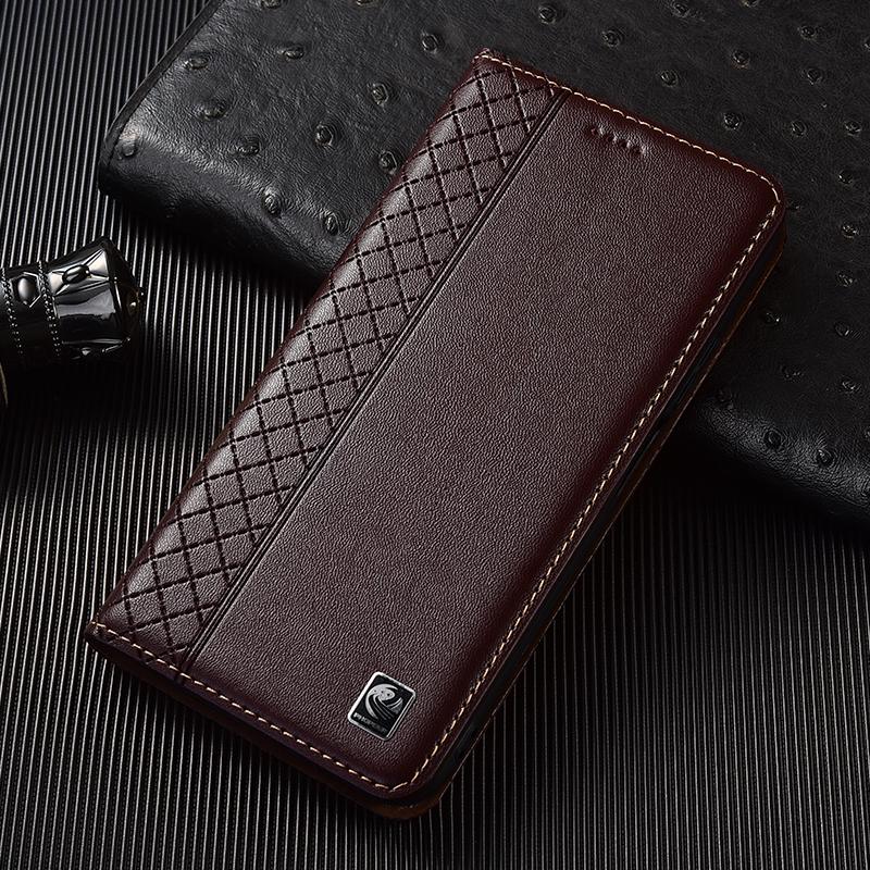 Echte Napa-Lederhülle Für Xiaomi Poco X3 X4 X5 X6 X7 F4 F5 F6 F7 M3 M4 M5 M5S M6 M7 Plus Pro GT Handyhüllen Abdeckungen Poco M7 Pro 5G&Genuine Leather kaffeebraun