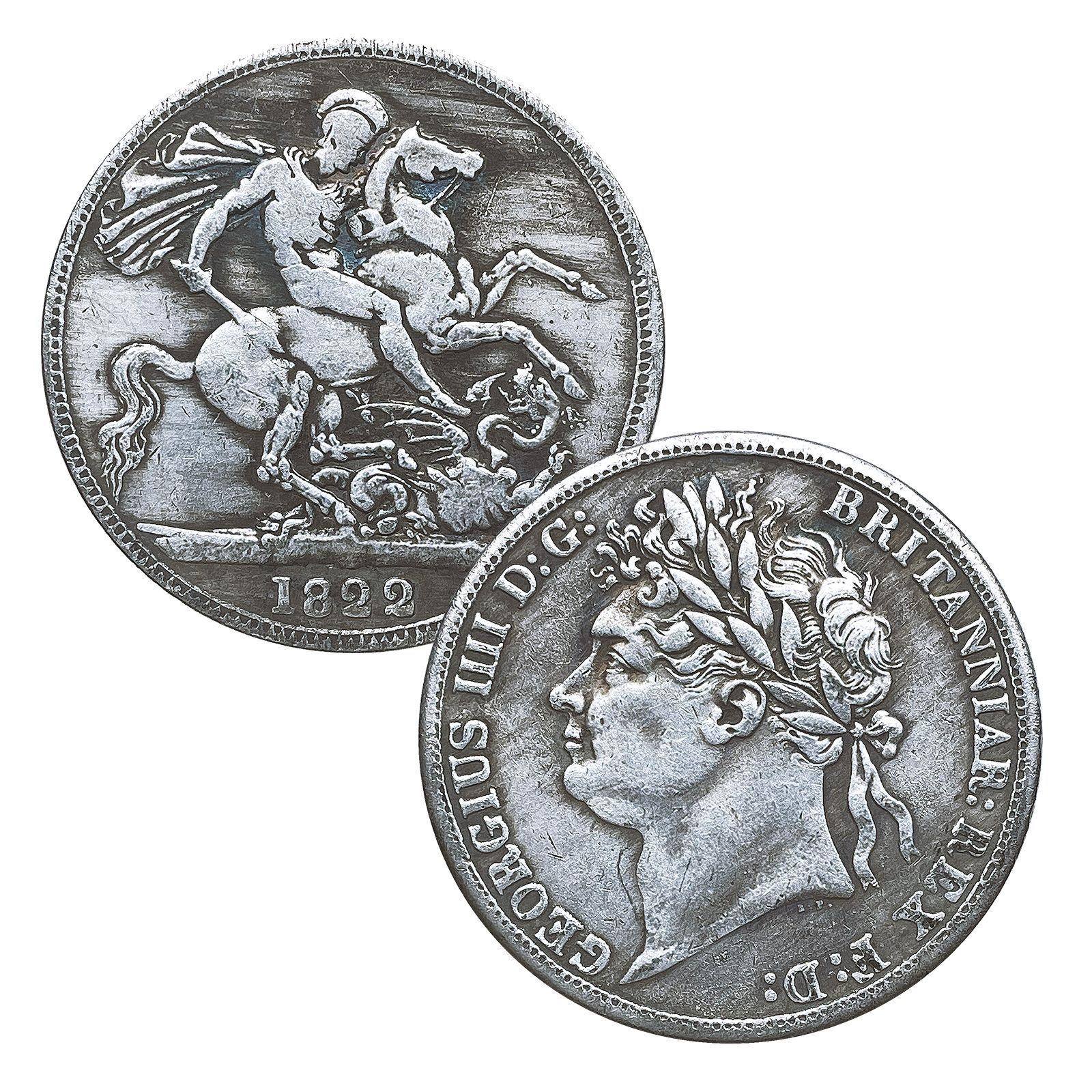Georg IV. von England, Georg IV., Pferd Schwert Silbermünze, Gedenkmünze, Sammlergeschenk, Durchmesser 37mm, 1822