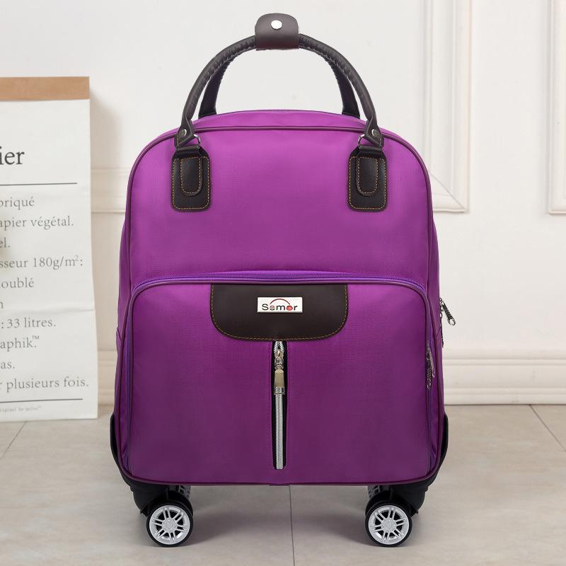 Trolley-Reisetasche, Handgepäcktasche für Herren und Damen, Bordtasche mit großem Fassungsvermögen, leichte Trolley-Tasche für kurze Distanzen 38cm*20cm* 43cm violett