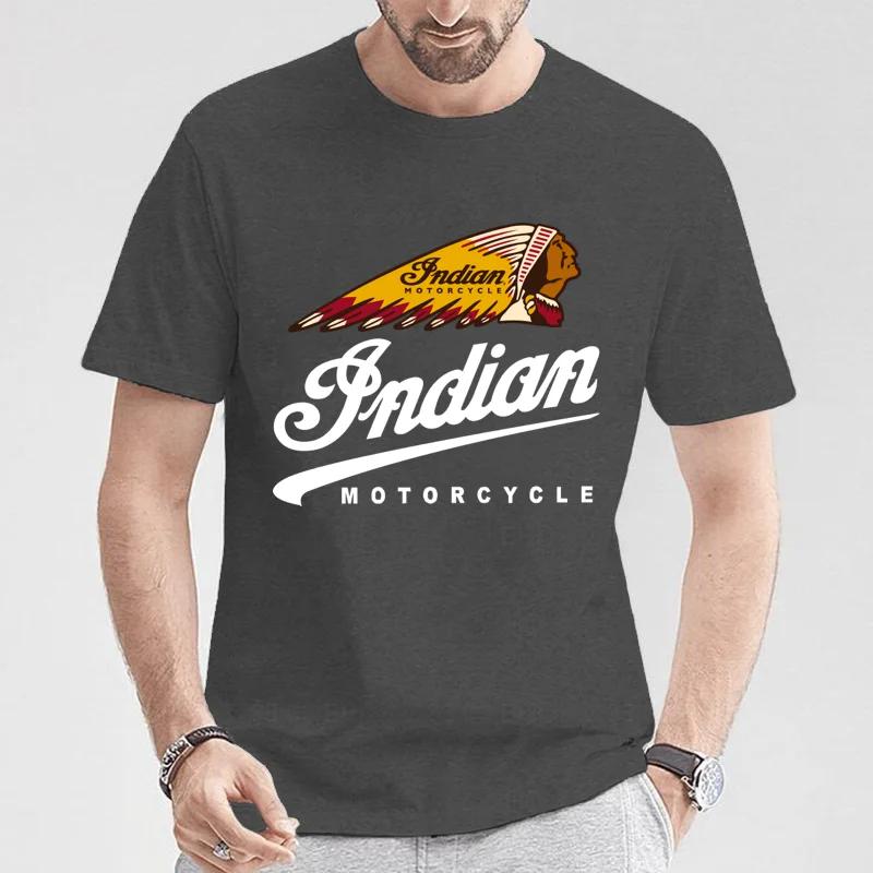 2024 männer T Shirt Casual Indians Motorrad T-shirt Grafik Übergroßen Motorrad Biker Cafe Racer Chopper Vintage Streetwear S-5XL M dunkelgrau