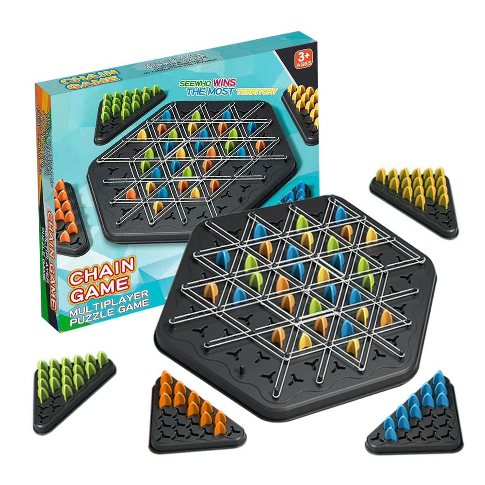 1PC Neue Geometrie Kette Schach Puzzle Dreieck Schach Desktop Spiel Gummiband Training Familie Interaktion Übung Denken Spielzeug Geschenke