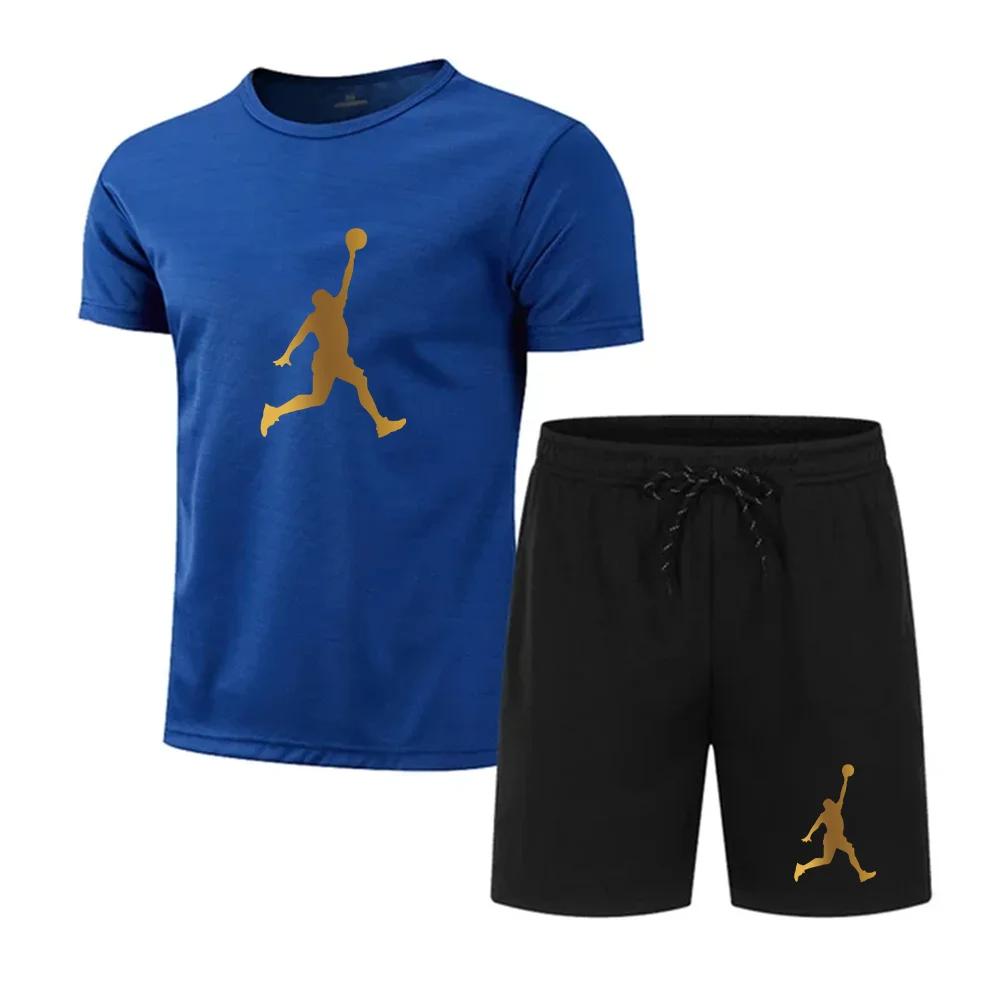 Sommermode bedrucktes Herren-Shorts-Set Schnelltrocknendes, atmungsaktives Sport-Set Kurzarm-T-Shirt-Set Herren-Jogging-Set M