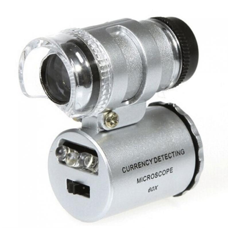 60-fache Vergrößerungslupe, Juwelier-Augenschmuck-Lupe, Schleife, LED-Licht für Inspektion/Reparatur