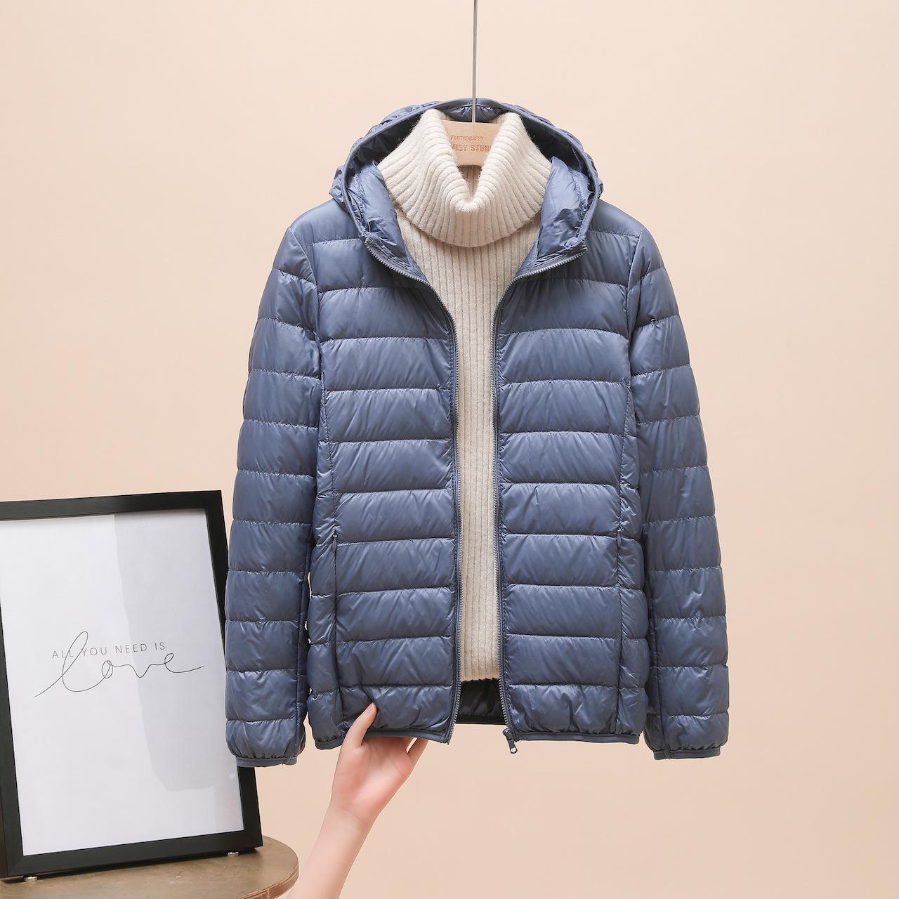 Damenbekleidung Ultraleichte Daunenjacke Damen Winter Warmer Mantel Leichte Warme Jacken Damen Kapuzenparka M grau