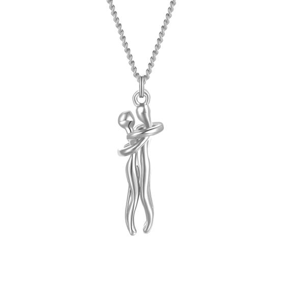 Hip Hop Umarmung Paar Anhänger Halskette Länge verstellbar Ihn Sie Umarmung Anhänger Halskette Jahrestag Schmuck Valentinstag Geschenk silber