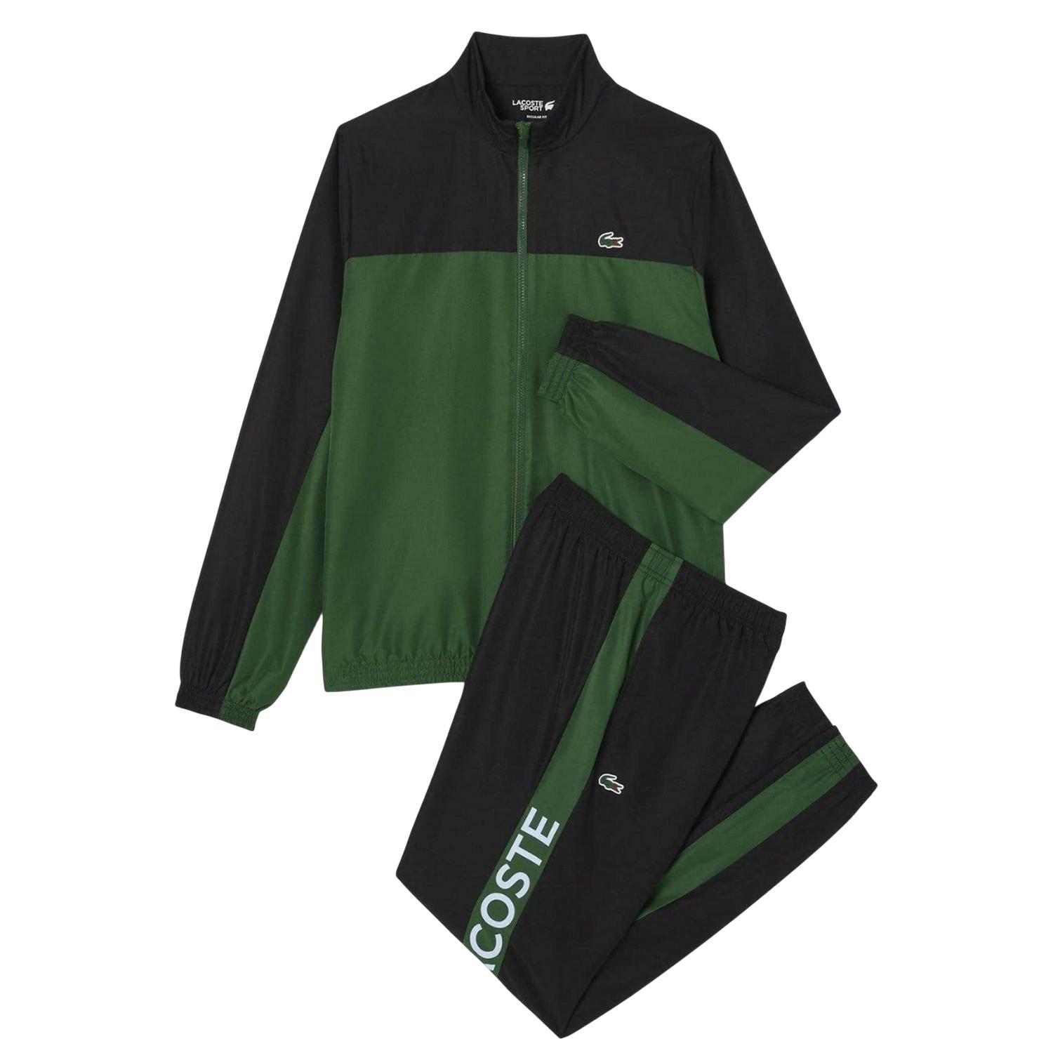 Lacoste Herren bedrucktes Tennis-Trainingsanzug-Set S grün