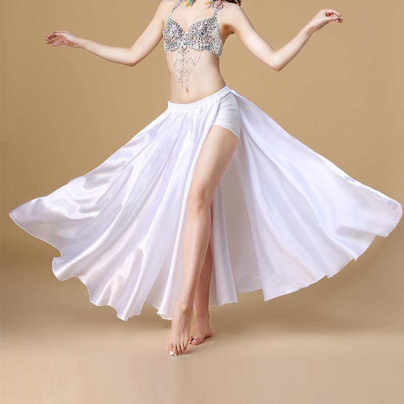 Performance Bauchtanzkostüm Saint-Rock 2-seitig geschlitzter Rock Sexy Damen Orientalischer Bauchtanzrock Damentanz Rock mit offenem Saum One size weiß