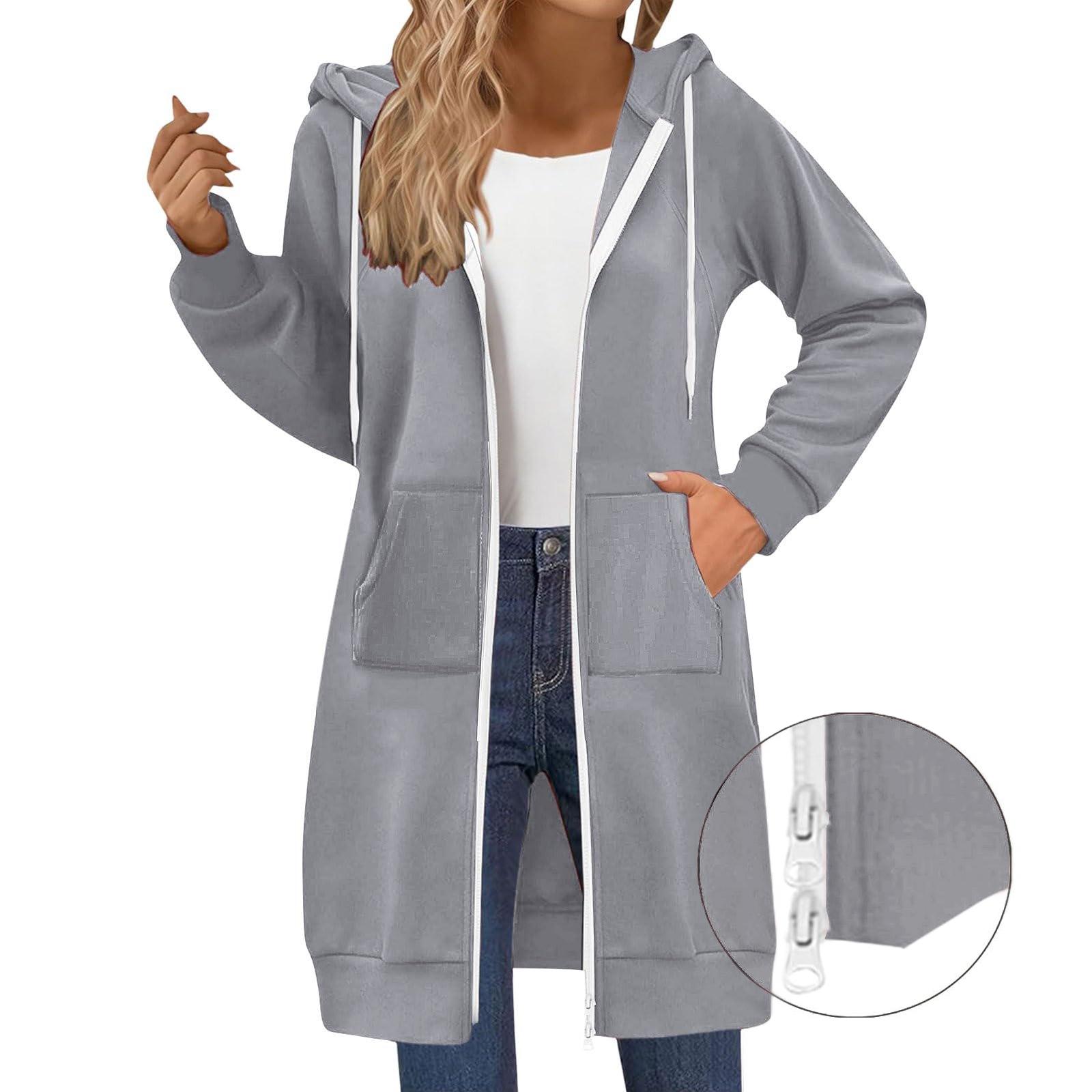 Damenmode Raglanärmel Langarm Casual Jacke mit Doppelreißverschluss Hoodie XL
