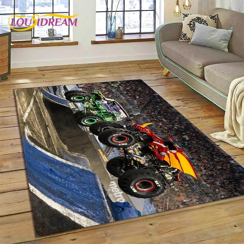Monster Truck Monster Jam Cartoon Teppich für Schlafzimmer Wohnzimmer Zuhause Sofa Dekoration, Kinder Spiel Große Deko Bodenmatte 60*90cm