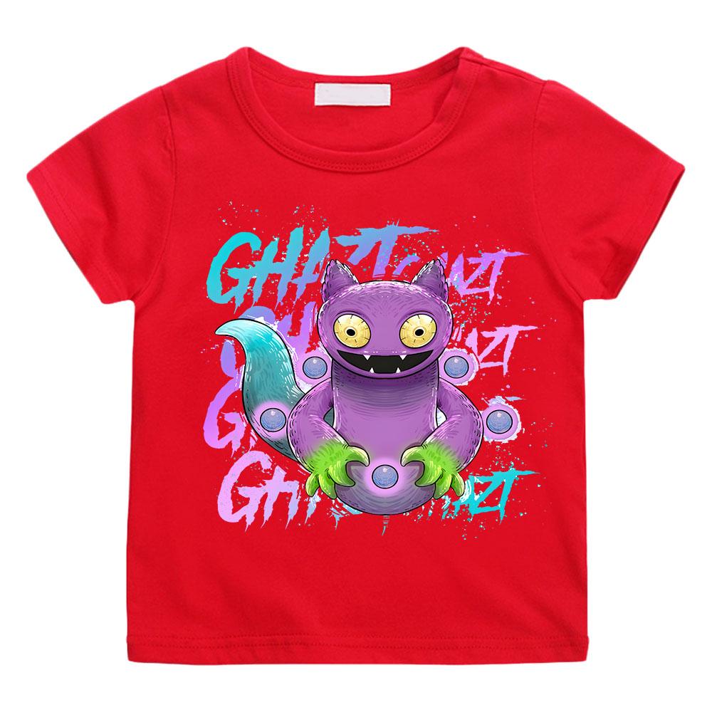 Cartoon My Singing Monsters T-Shirts Sommer Jungen Mädchen Baby T-Shirts Kurzarm Niedliche Kinderkleidung Kinderkleidung T-Shirts Oberteile 150 rot