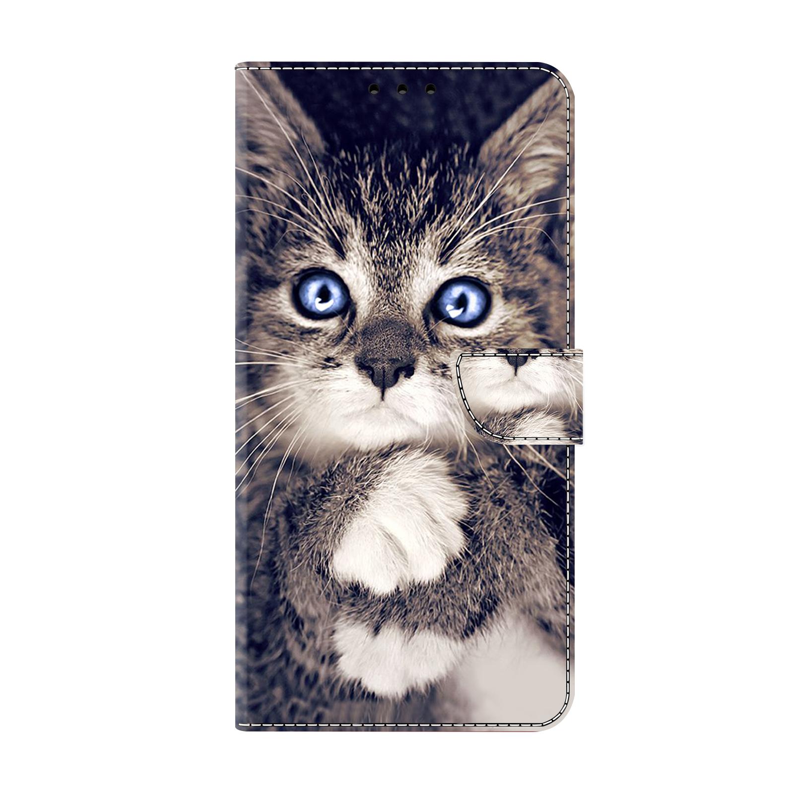 Niedliches Katzenmuster PU Leder Brieftasche Handyhülle Stoßfest Kartenfächer für iPhone,Samsung,Huawei,Xiaomi,Motorola,Oppo,Google,Nokia,LG,Oppo,Sony. Huawei P30 Pro grau