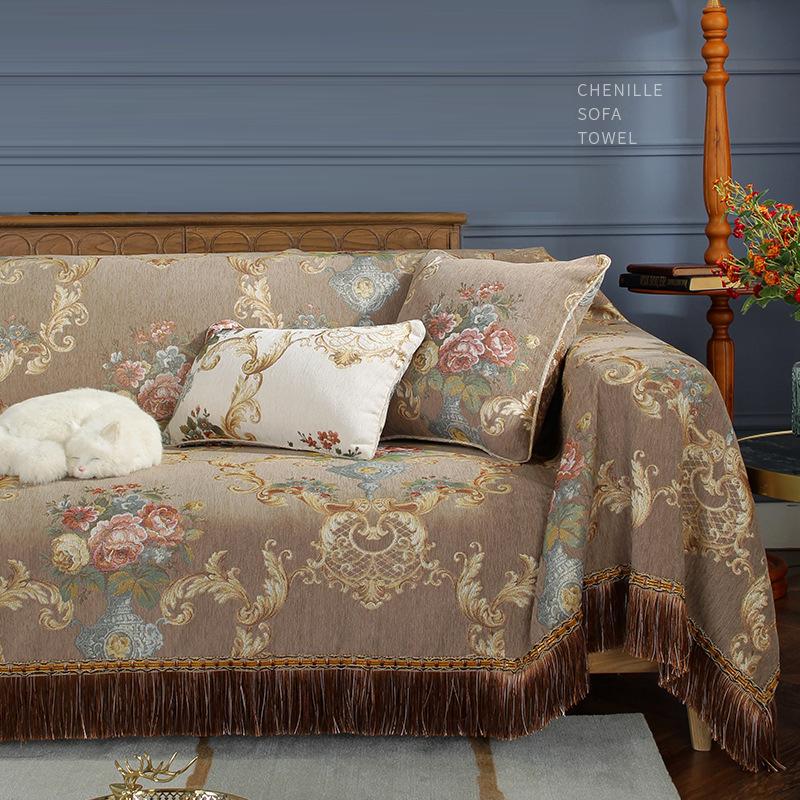 Europäische Vier Jahreszeiten Einfache Quaste Sofa Handtuch Chenille Sofa Decke Anti-cat Scratch Sofa Abdeckung Leder Sofa Abdeckung Sofa kissen 1 Seater-180x200cm