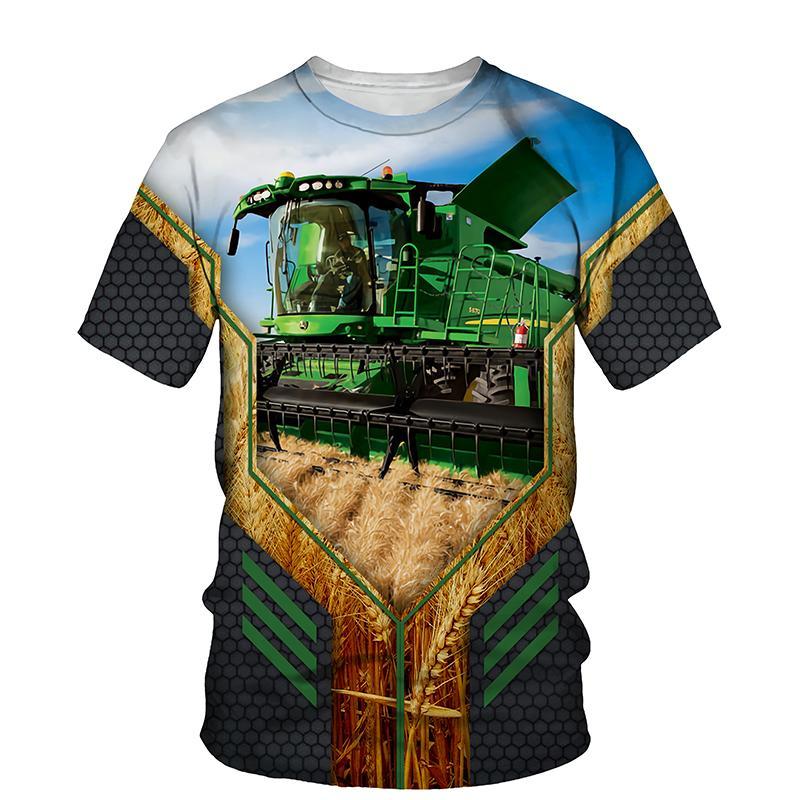 T-Shirts 3D-Druck LKW-Traktoren Sommer Kinder Rundhals T-Shirt Übergroße Jungen Mädchen Unisex Mode Lose Kinderkleidung 100