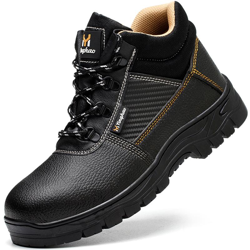 Sicherheitsschuhe mit Stahlkappe für Herren, Lederstiefel, Arbeitsschuhe, Herren, zerstörbare Sicherheitsschuhe, Arbeitsstiefel für Herren, Industrieschuhe 36