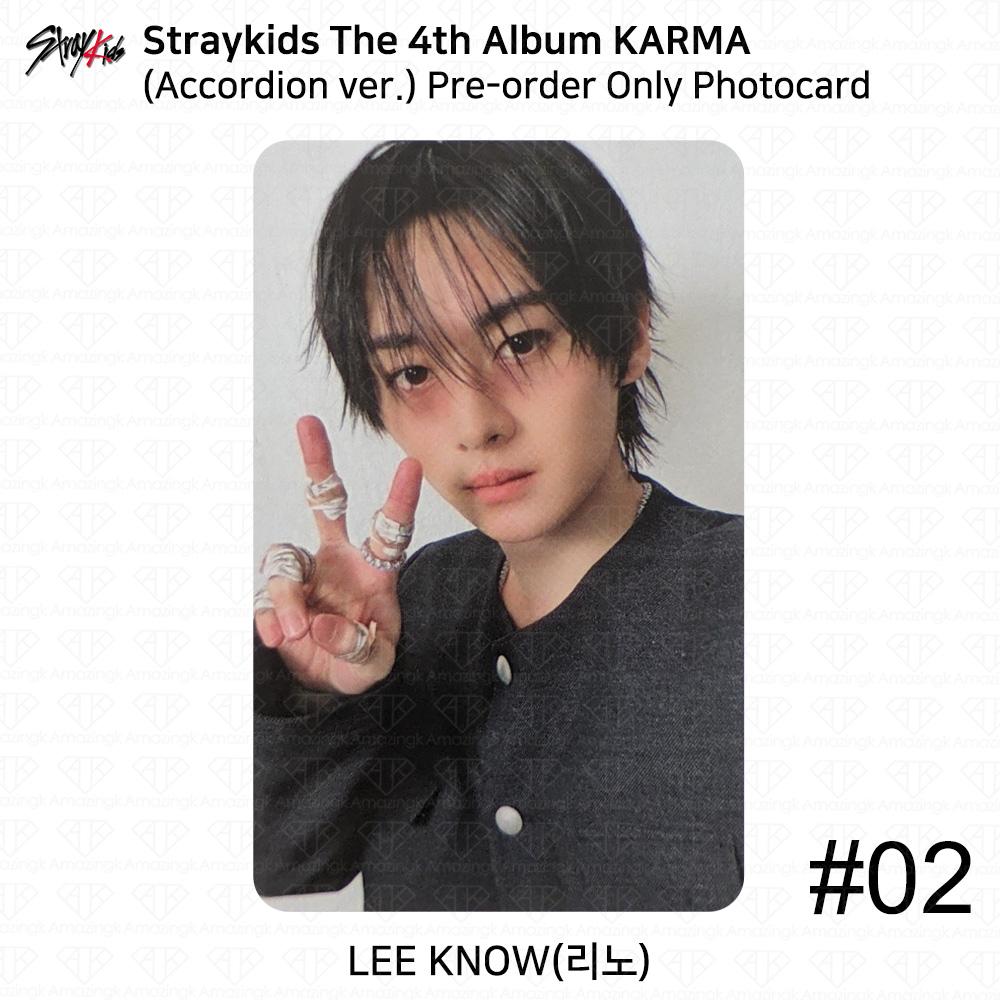 Stray Kids Das 4. Album Karma Akkordeon-Version Offizielle Fotokarte Leeknow Pre-Order