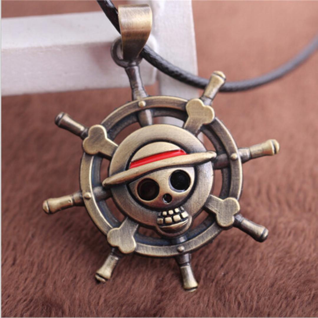 Vintage Anime ONE PIECE MONKEY D LUFFY Schädel Anhänger Halskette Piraten Flagge Metall Halskette Cosplay Anime Geschenk