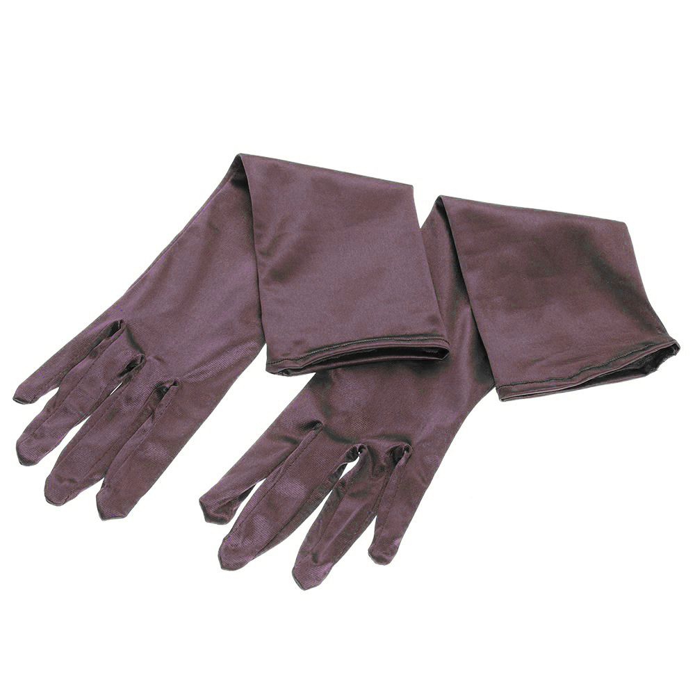 Braut Abendparty Hochzeit Handschuhe Handgelenk Stretch Satin Abschlussball Kostüm Zubehör Finger Lange Handschuhe kaffeebraun