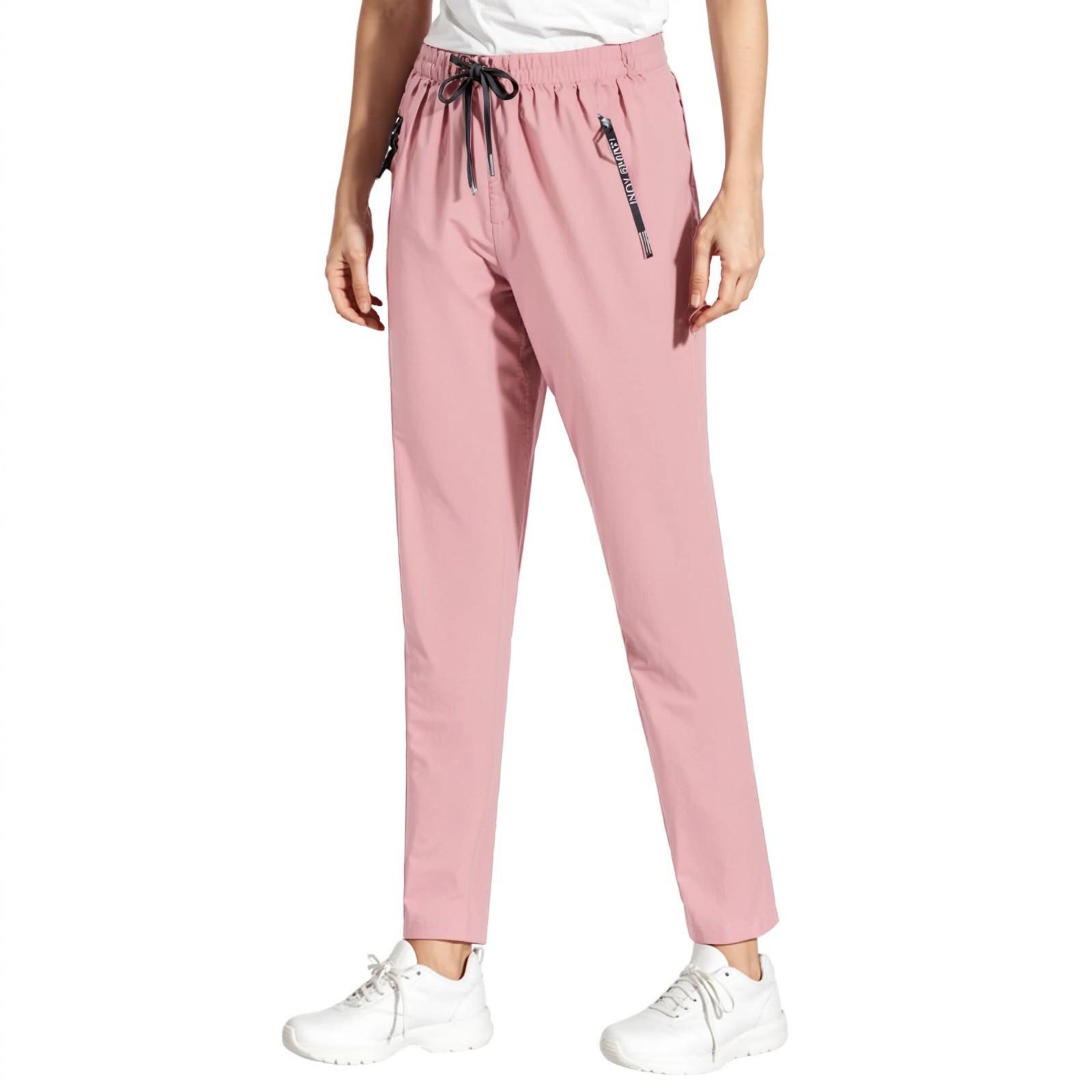 Leichte athletische Jogginghosen für Damen mit Kordelzug Taille, Atmungsaktives schnelltrocknendes Material, Ideal zum Laufen, Yoga, Freizeit XL rosa