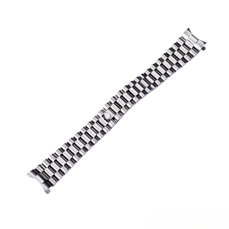 20mm Massives Edelstahl President Uhrenarmband Armband Gebogenes Ende passend für Rolex DATEJUST Uhrenarmband 316L 20mm silber