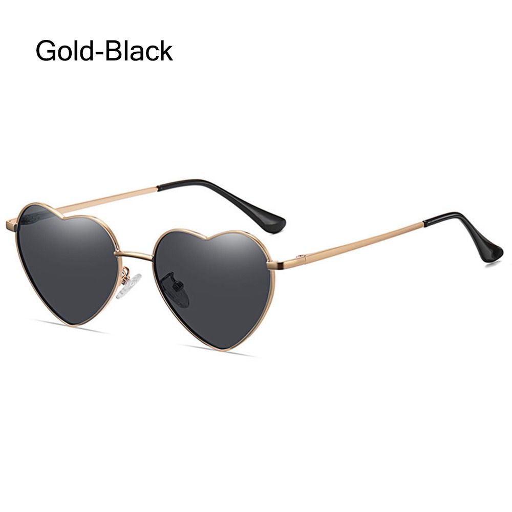 Vintage Metallrahmen Ausgefallene Accessoires Herz Sonnenbrille 90er Jahre Brille Herzförmige Sonnenbrille Shades Gold-Black