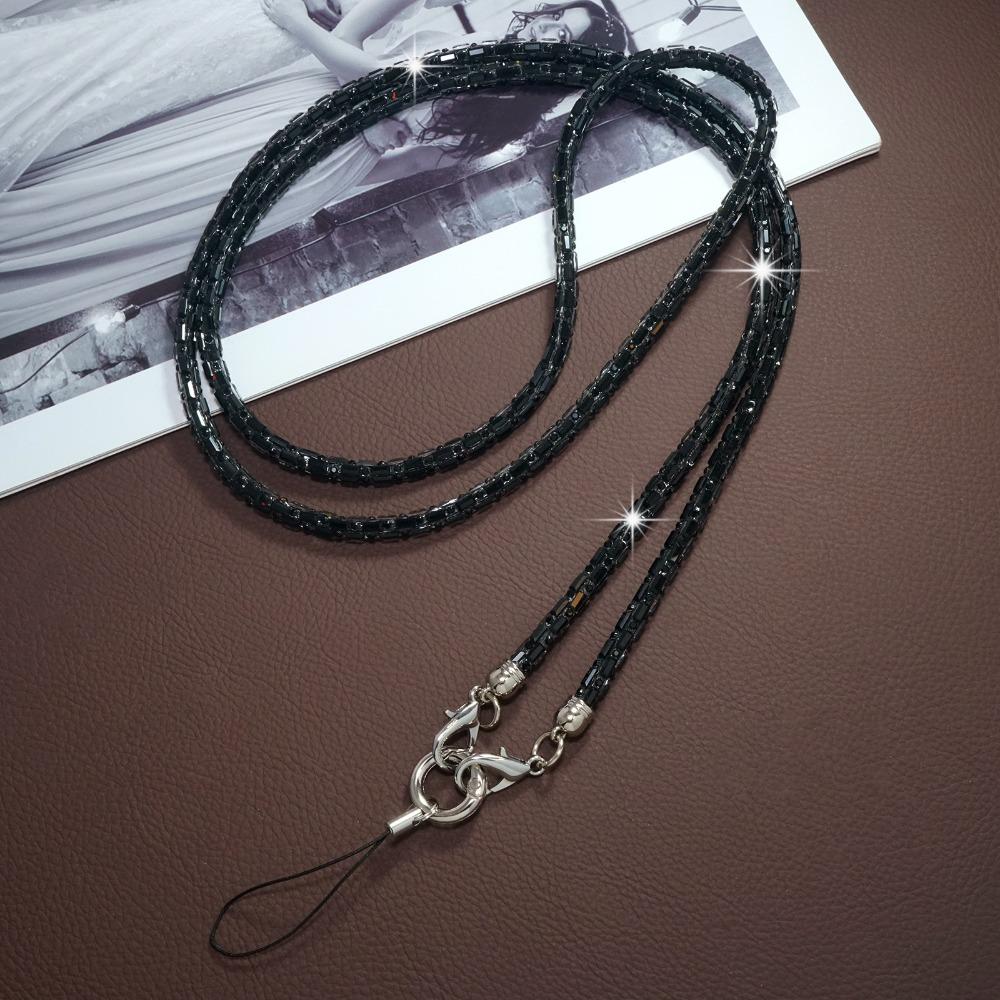 Bling Bling Strass Handy-Lanyard Helle Handyhülle Kettenriemen Handyzubehör schwarz