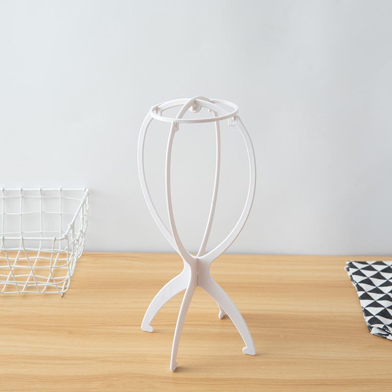 Kunststoff Klapp Stabil Langlebig Hut Display Perücke Ständer Mannequin Kopf Stehen Tragbare Falten Schönheit Haar Zubehör Perücken Ständer weiß