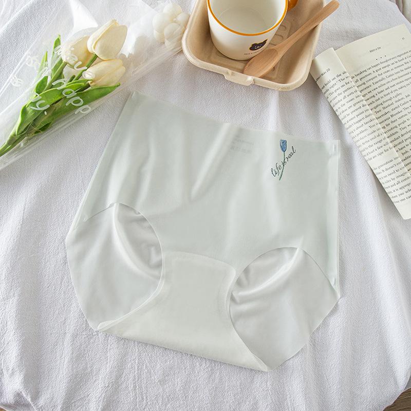 Nahtlose, unsichtbare Unterwäsche aus Eisseide für Damen, große Größe, Baumwoll-Schritt, ultradünne Unterwäsche, Bikini-Höschen XL blau