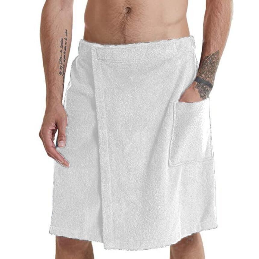Herren Einfarbig Tragbare Badetücher Badehaus Duschraum Bademantel mit Tasche Badetuch Badetuch Strandtuch M