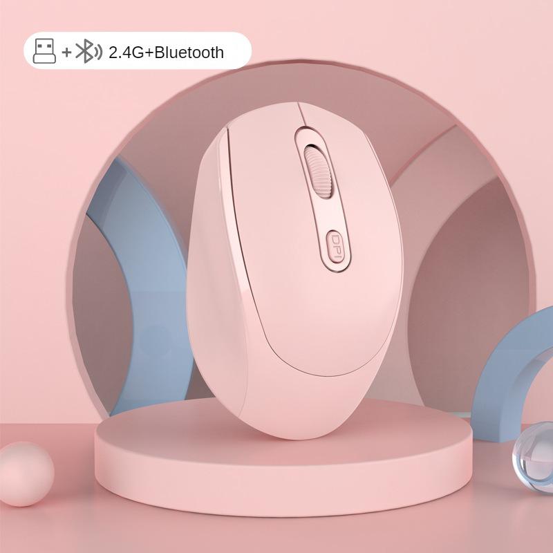 2,4 GHz Kabellose Maus Bluetooth 5.2 Optische Mäuse mit Empfänger RGB 1600DPI 4 Tasten Leise Maus USB Aufladbare Spielmäuse für Computer Laptop PC rosa