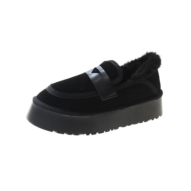 Damen Schneestiefel Plateaustiefel Damen Casual Winter Schnee Stiefeletten Damen Slip on Plüsch Lederstiefel 40 schwarz