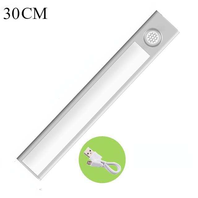 Nachtlicht Led-Licht Unter Schrank Licht Motion Sensor Schrank Licht USB Aufladbare Küche Beleuchtung Lampe Schrank Lampe 30CM silber