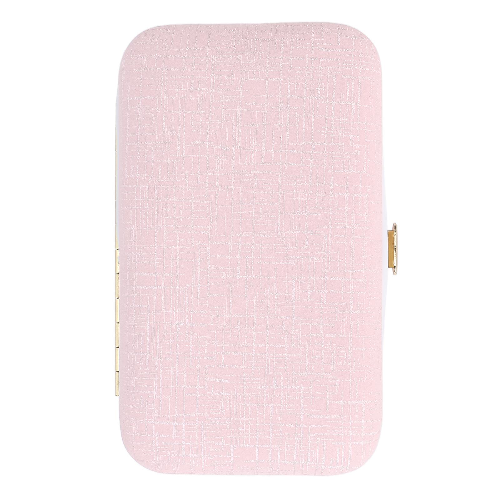 Reise Schmuck Organizer Etui Tragbares Schnallen Schmucketui für Reise Ringe Halsketten Armbänder rosa