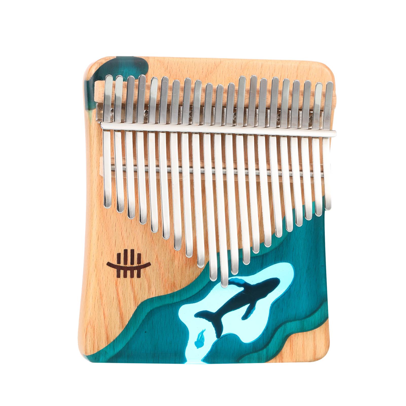 Hluru 21 Tasten Kalimba Daumenklavier Buchenholz Daumenfingerklavier Musikinstrument Blauer Ozeanwal