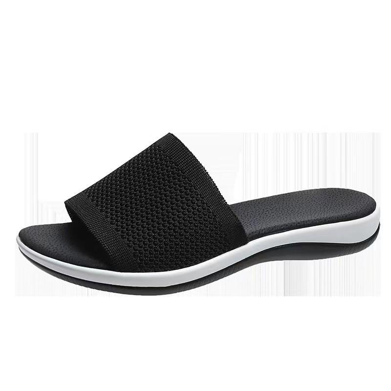 Sandalen Damen Elastic Force Sommerschuhe Damen Flache Sandalen Casual Indoor Outdoor Slipper Sommersandalen für Strand 35 schwarz