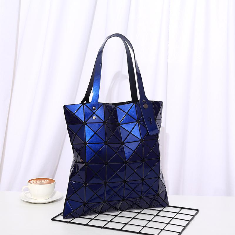 PU Verformung Handtaschen Geometrie Laser Lingge Handtaschen Vielfalt Falten Einzelne Schulter Tasche blue