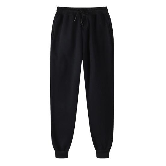 Damen Sporthose mit Kordelzug, elastischer Bund, lockere Jogginghose mit Knöchelband und Taschen, einfarbig, Jogginghose, Laufhose, Freizeithose XXXL schwarz