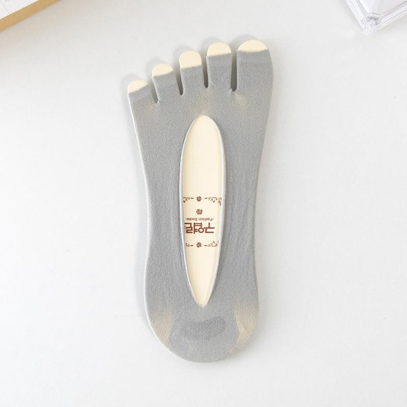 1 paar Frauen Socken Atmungsaktive Weiche Elastische Offene spitze Fünf Finger Socken Sommer Unsichtbare Ultra-dünne Casual Socken grau