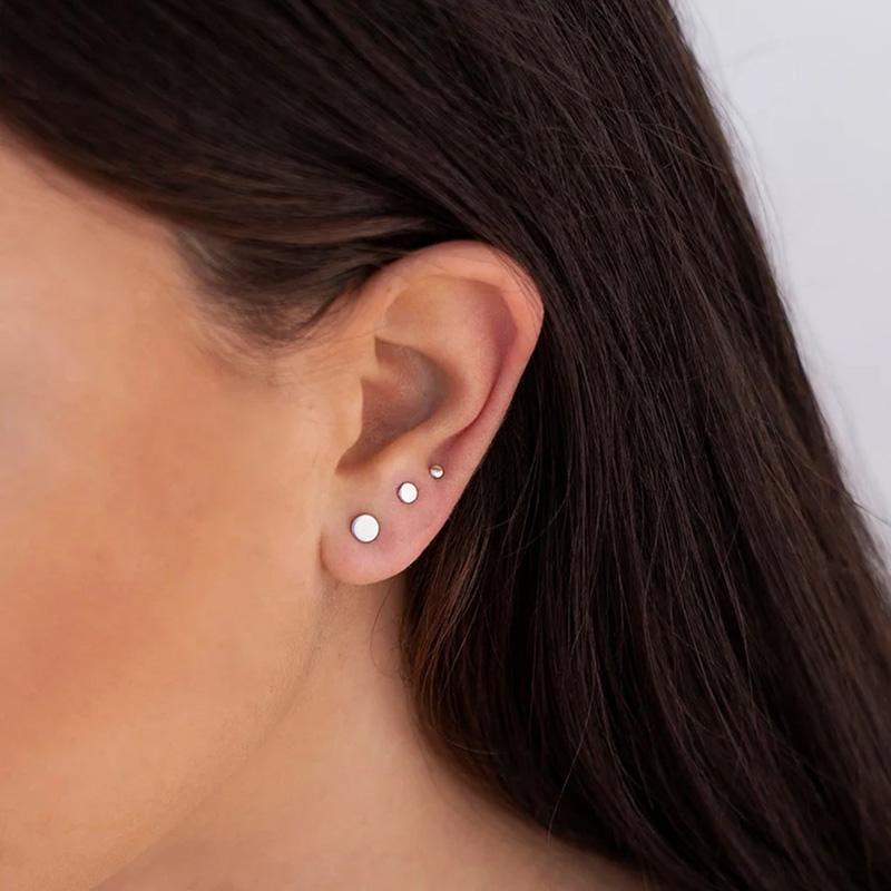 3 Paar Vergoldete Edelstahl Stecker Ohrringe Für Damen Herren Mini Runde Ohrknorpel Ohrringe Set brown