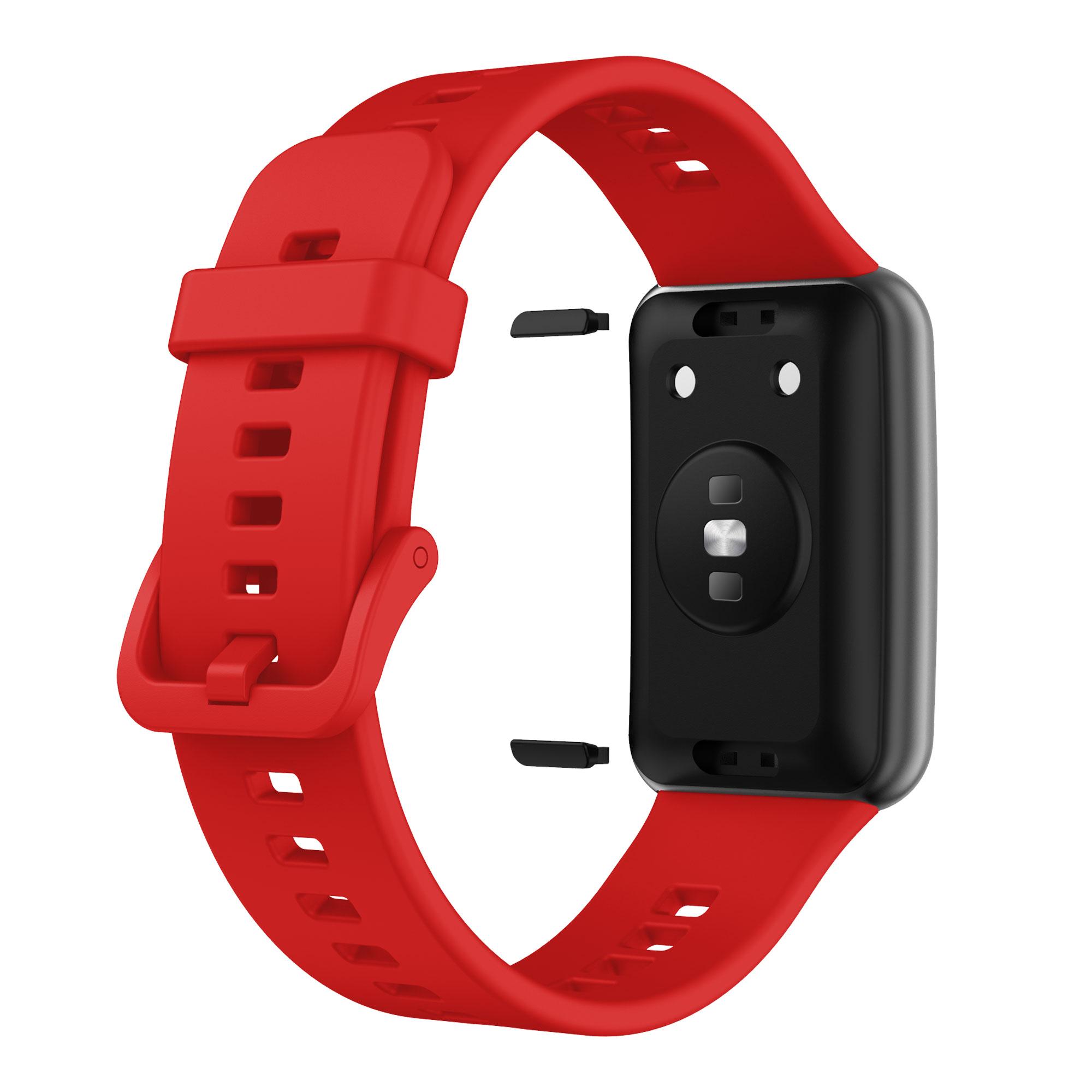 Armband für Huawei Watch Fit Armband Smart Silikon Uhrenarmband Armband Watch fit Special Edition Armband Druck Zubehör Sport only the strap rot