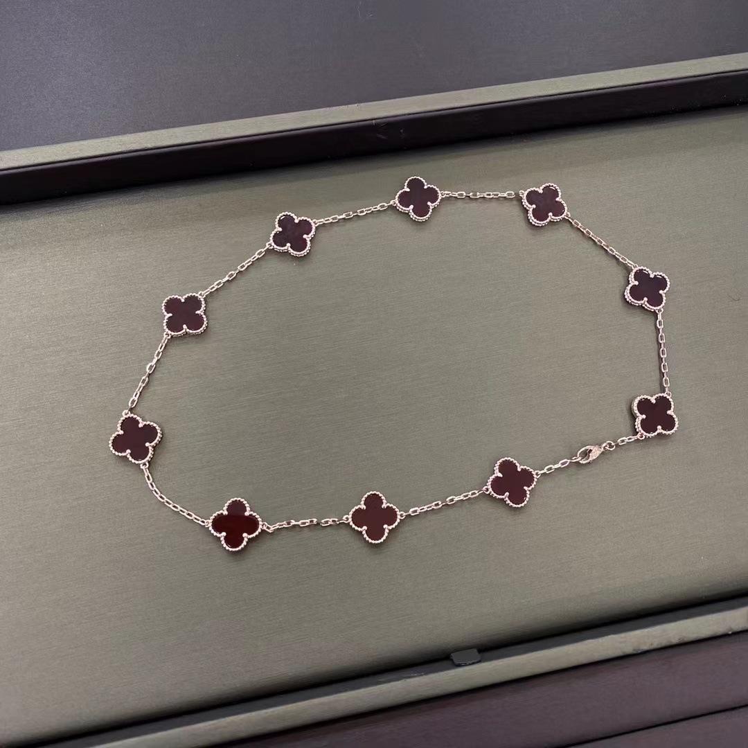 Hochwertige Version der Zehn-Blumen-Halskette Glücksklee 10-Blumen-Halskette Schlüsselbeinkette Achat Damen-Halskette