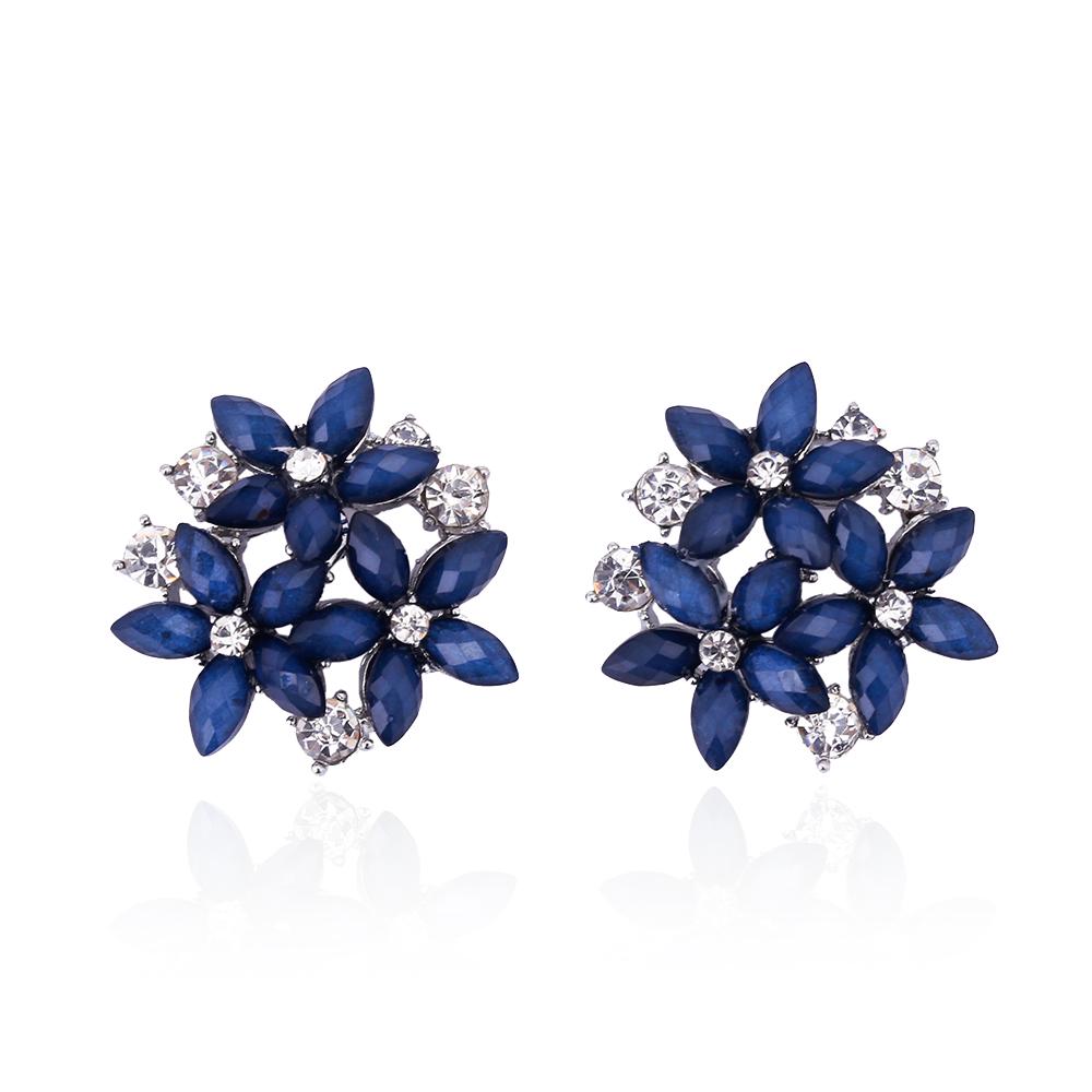 KISSWIFE Mode Strass Ohrstecker Blumen Ohrring Frauen Party Schmuck Geschenke blau