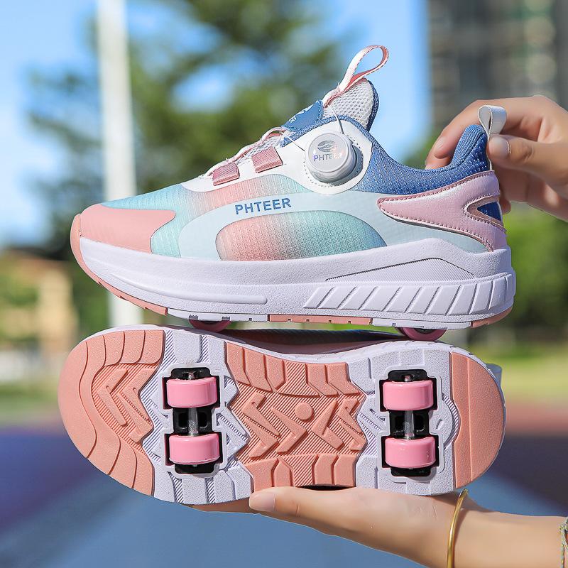 Mädchen Rollschuhe Sommer Neue Kinder Mesh Atmungsaktiv Rollschuhe Mittelgroße und Große Kinder Mädchen Vierrad-Rollschuhe 40