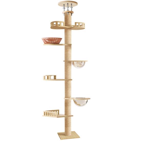 Kratzbaum Boden bis Decke Kratzbaum Höhenverstellbar Katzenkratzbaum 7 Ebenen Hanf Kratzstamm Hoch Stabil Katzenaktivitätsbaum Katzenkratzbaum 1