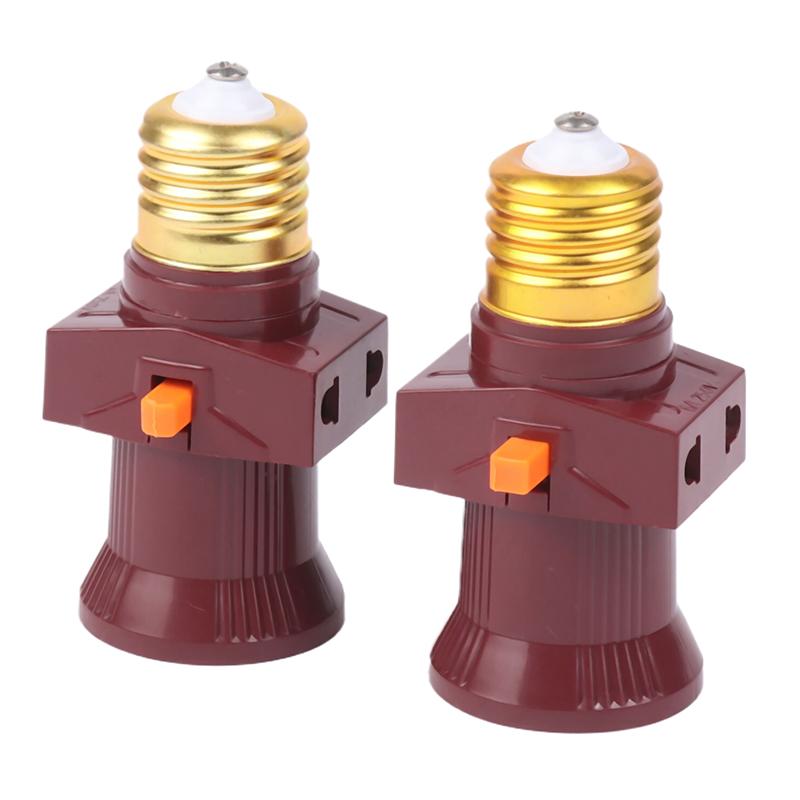1Pc E27 Mit Schalter Buchse Doppel Schraube Multi-Zweck Buchse Schalter Lampe Halter Steckdose Lampe Basis Beleuchtung zubehör braun