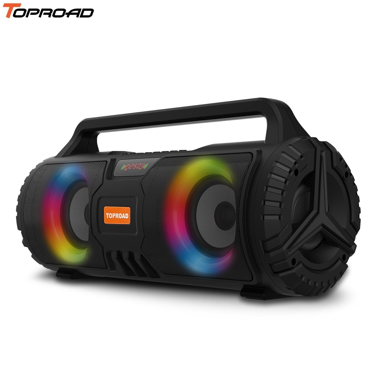 TOPROAD 20W Tragbarer Bluetooth-Lautsprecher Wireless Stereo Bass Home Party Boombox Outdoor Große Säule Unterstützung FM Radio LED-Leuchten schwarz