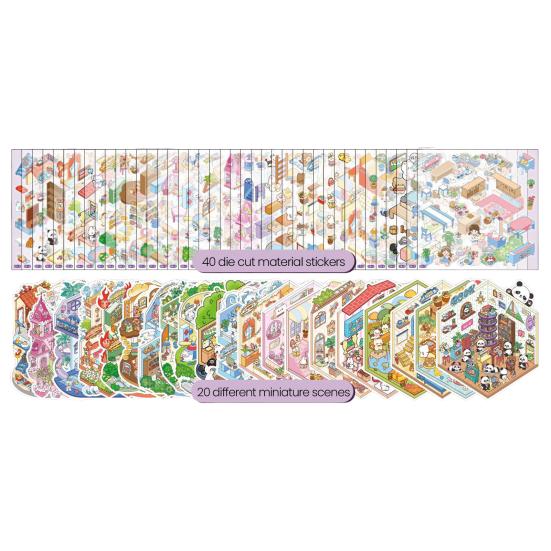 DIY 3D Szenen Sticker Sammelbuch für Kinder Erwachsene Erstelle deinen eigenen Laden Haus Sticker zum Stressabbau Zeitvertreib E
